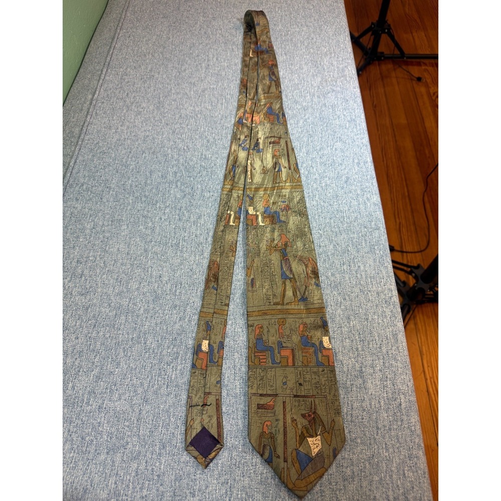 Vintage British Museum 100% Silk Tie Ancient History Egyptian Hieroglyphics